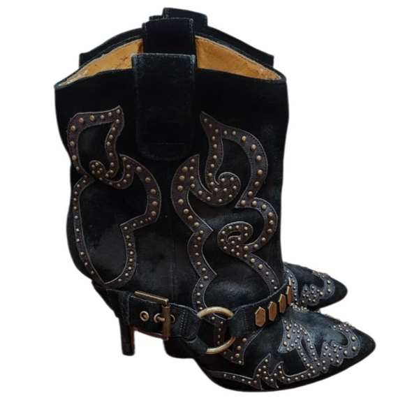 Nine West Vabuster Studded Leather Western Cowboy Stiletto Boots Size 10M - Picture 8 of 16